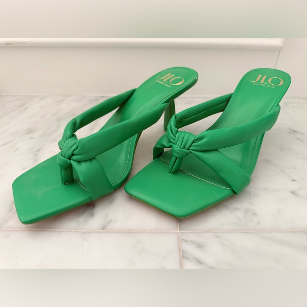 Jennifer Lopez Vibrant Green Heeled Sandals